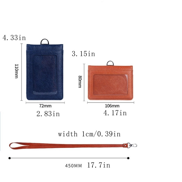 PU Leather ID Badge Holder Name Tag Foldable Magnetic Snap
