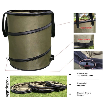 Foldable 10 Gallons Camping Trash Can & Bin