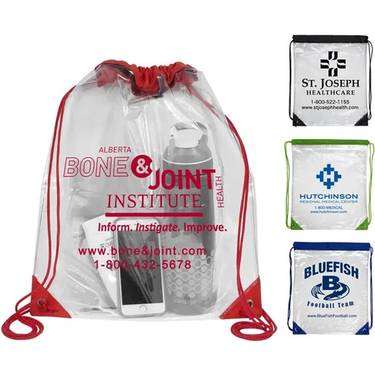 Printed Clear Drawstring Backpacks