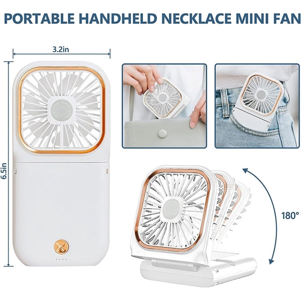 Portable Rechargeable Handheld Hands Free Necklace Fan