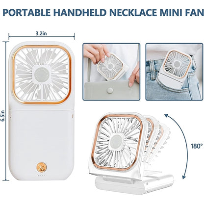 Portable Rechargeable Handheld Hands Free Necklace Fan