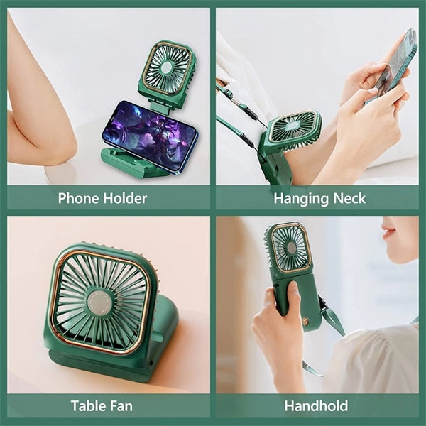 Portable Rechargeable Handheld Hands Free Necklace Fan
