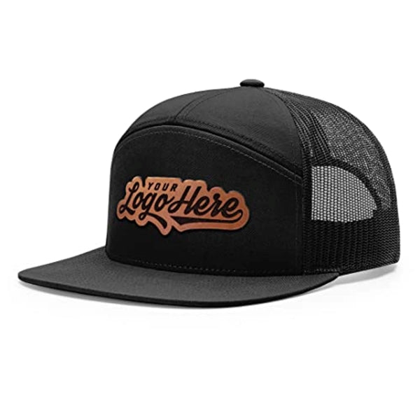 Premium 7-Panel Mesh Back Cap Flat Bill Trucker Hat Snapback