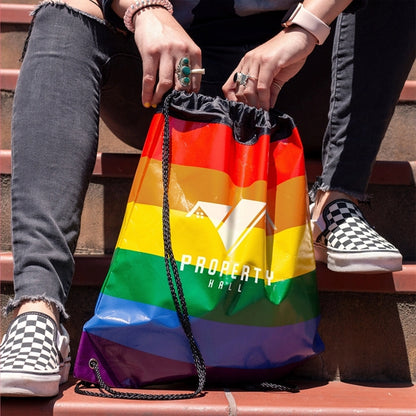 Jumbo Rainbow Drawstring Backpack Bag