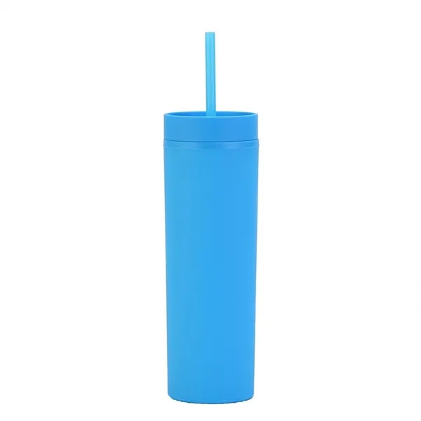 16oz Double Wall Plastic Tumbler with Lid and Straw