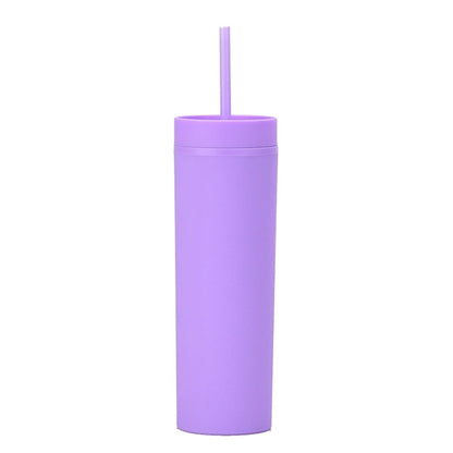 16oz Double Wall Plastic Tumbler with Lid and Straw