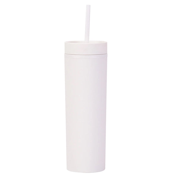 16oz Double Wall Plastic Tumbler with Lid and Straw