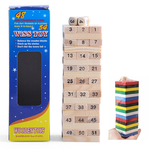 Large Size 54 Pieces Classic Wooden Tower Game