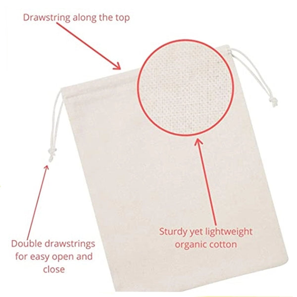 Custom Durable Cotton Canvas Drawstring Bags 5 x 7 inch