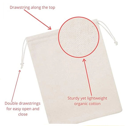 Custom Durable Cotton Canvas Drawstring Bags 5 x 7 inch