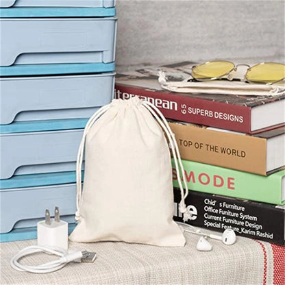 Custom Durable Cotton Canvas Drawstring Bags 5 x 7 inch