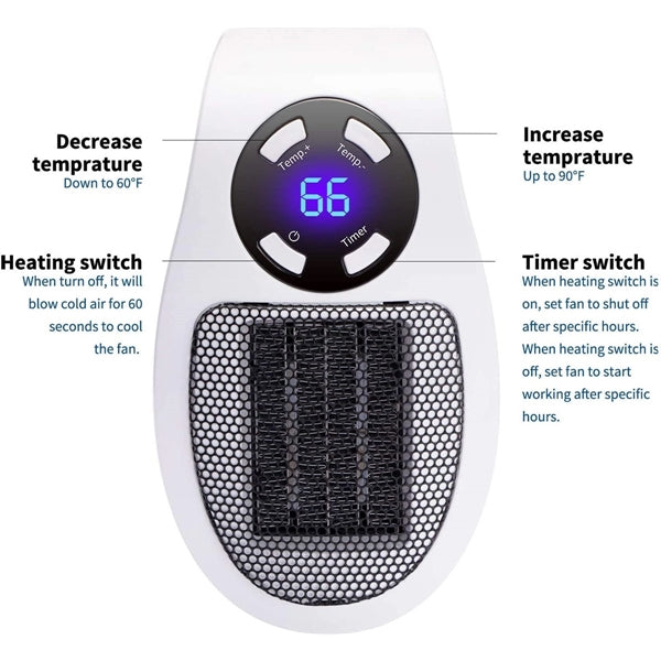 350W Wall Outlet Electric Space Heater
