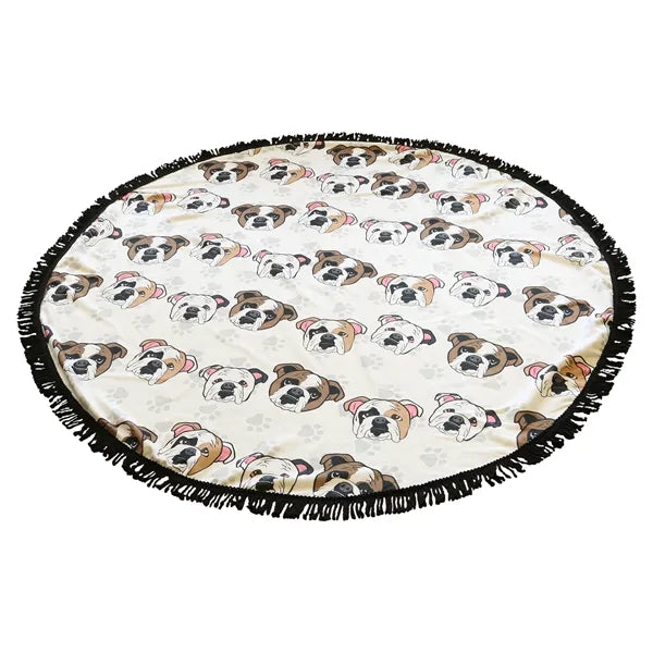 Round Microfiber Beach Towel With Fringe