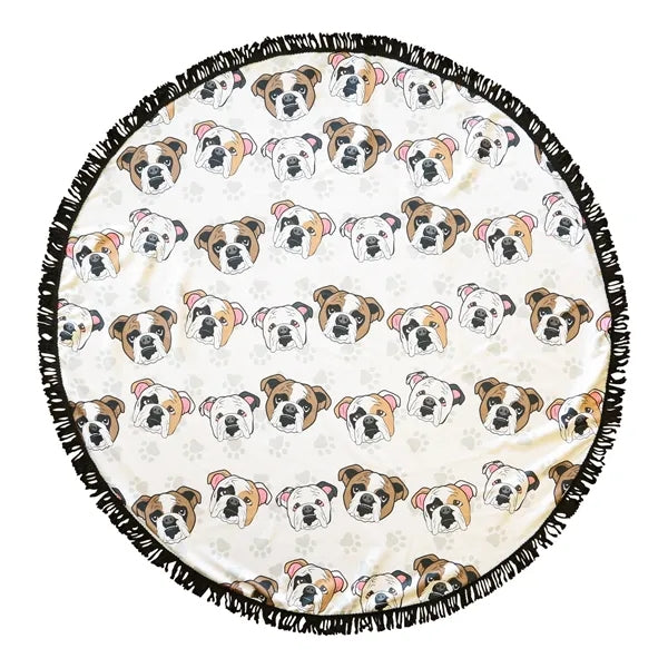 Round Microfiber Beach Towel With Fringe