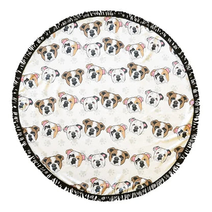 Round Microfiber Beach Towel With Fringe