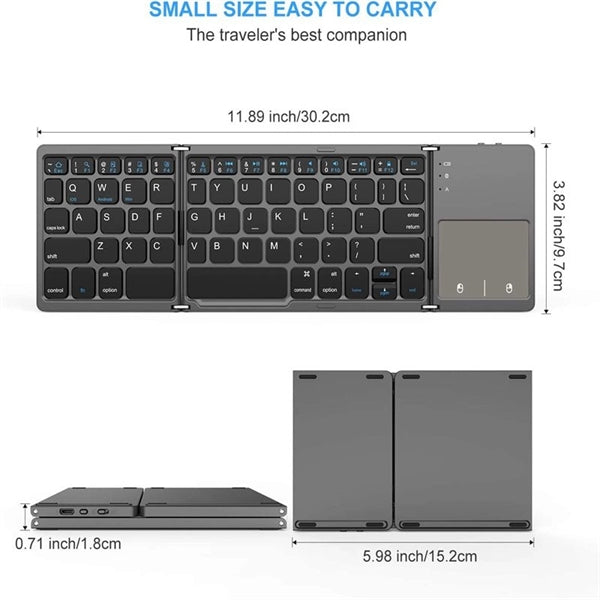 Wireless Foldable Bluetooth Keyboard With Touchpad