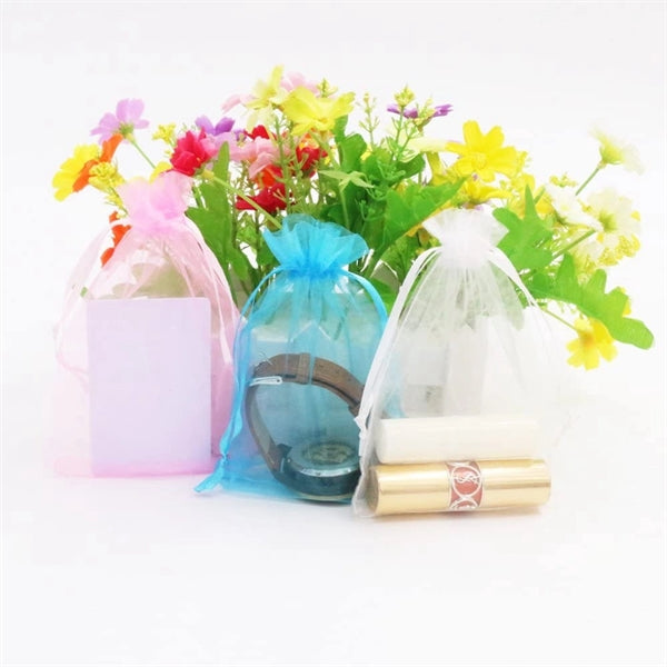 4x6 inch Sheer Drawstring Organza Jewelry Pouch Gift Bag