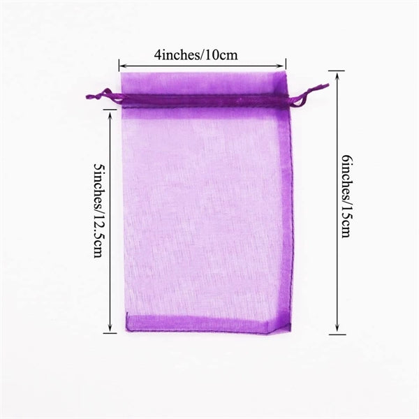 4x6 inch Sheer Drawstring Organza Jewelry Pouch Gift Bag