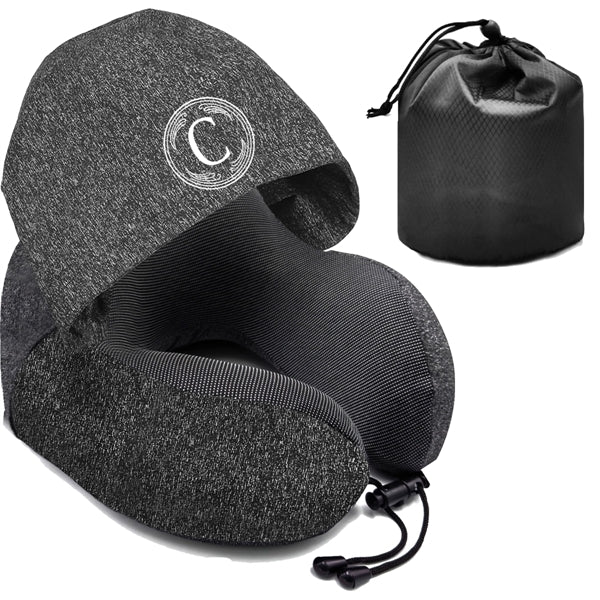 Memory Foam Travel Pillow With Hood,