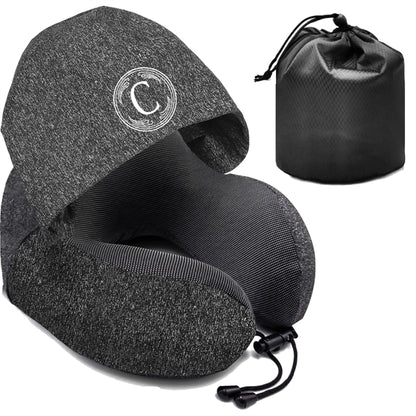 Memory Foam Travel Pillow With Hood,