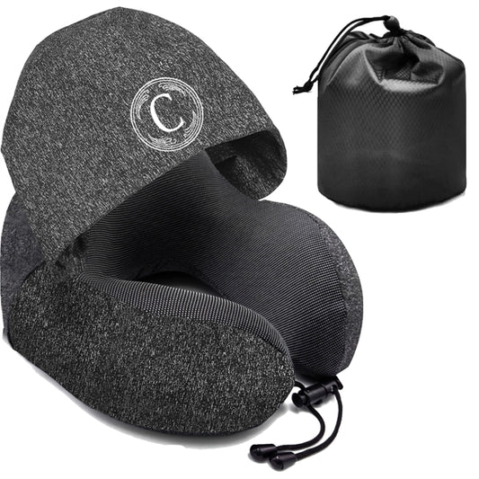 Memory Foam Travel Pillow With Hood,