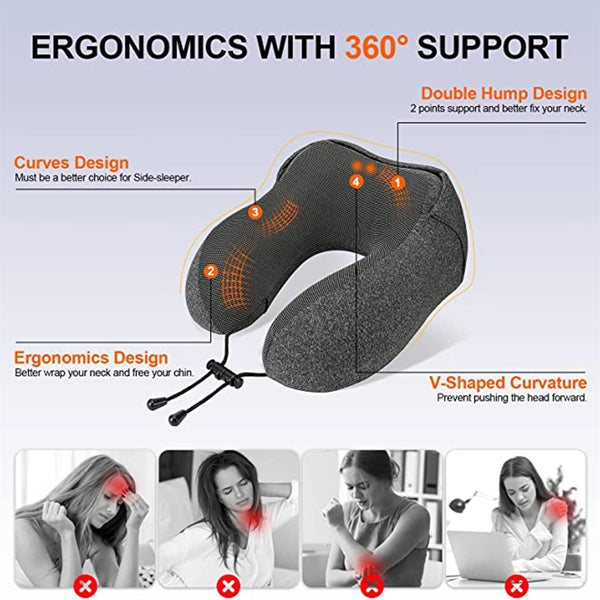 Memory Foam Travel Pillow With Hood,
