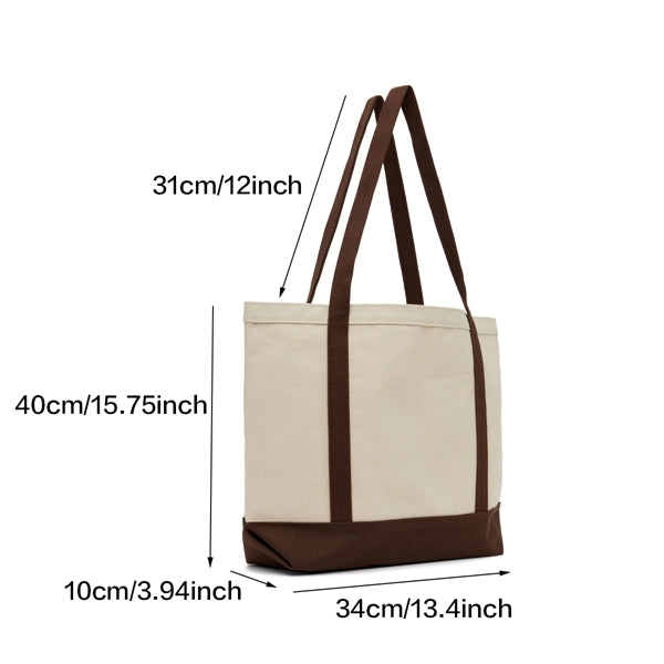 Canvas Daily Tote Shopping Beach Bag with an External Pocket