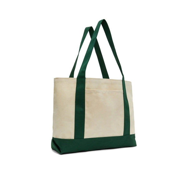 Canvas Daily Tote Shopping Beach Bag with an External Pocket
