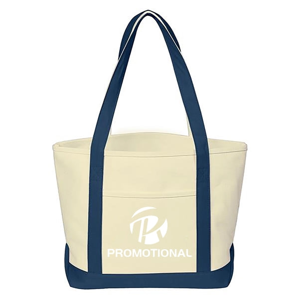 Canvas Daily Tote Shopping Beach Bag with an External Pocket