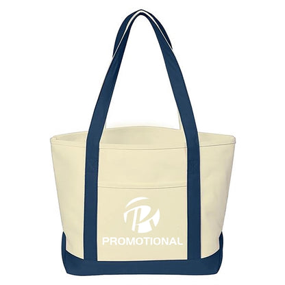 Canvas Daily Tote Shopping Beach Bag with an External Pocket
