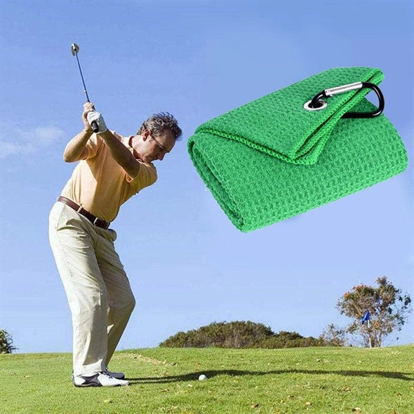 Microfiber Waffle  Golf Towel With Carabiner Clip