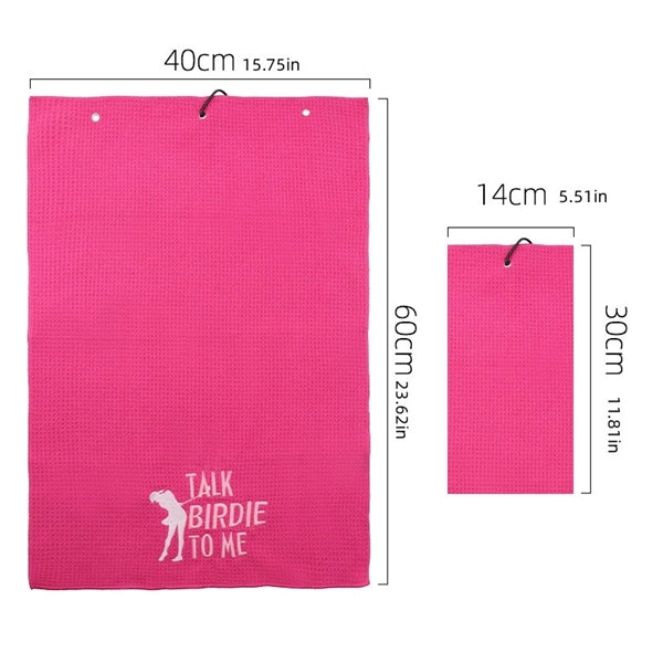 Microfiber Waffle  Golf Towel With Carabiner Clip