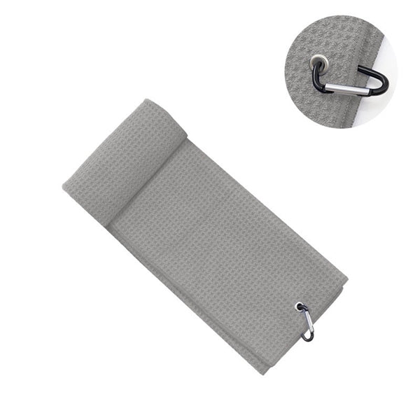 Microfiber Waffle  Golf Towel With Carabiner Clip