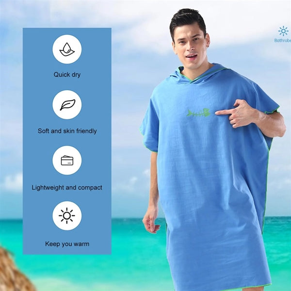 Microfiber Bath Robe Poncho with Hood