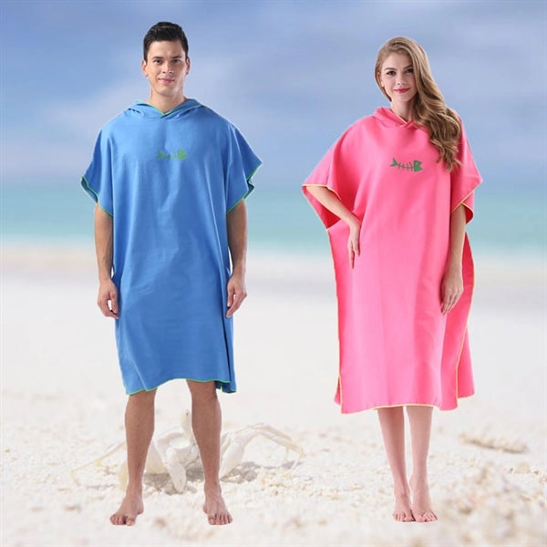 Microfiber Bath Robe Poncho with Hood