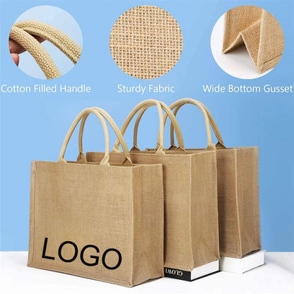 Jute Tote Gift Bags Natural  Grocery Shopping