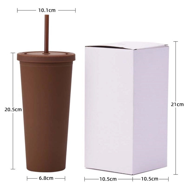 24oz Double Wall Plastic Tumbler with Lid and Straw