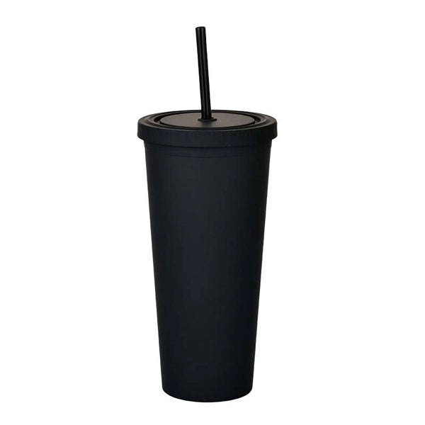 24oz Double Wall Plastic Tumbler with Lid and Straw