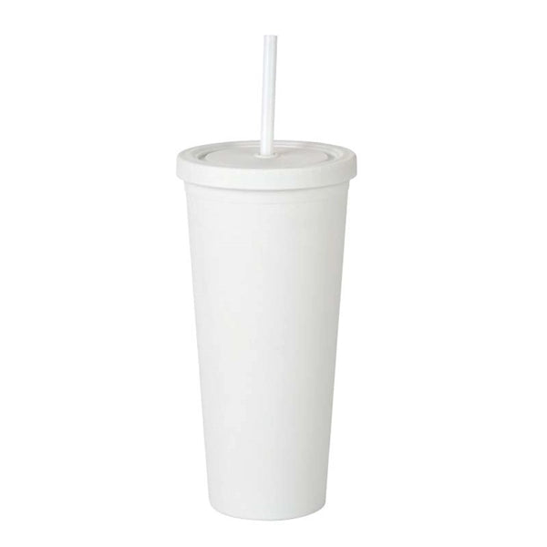 24oz Double Wall Plastic Tumbler with Lid and Straw