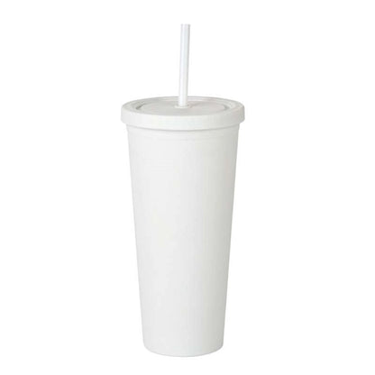 24oz Double Wall Plastic Tumbler with Lid and Straw