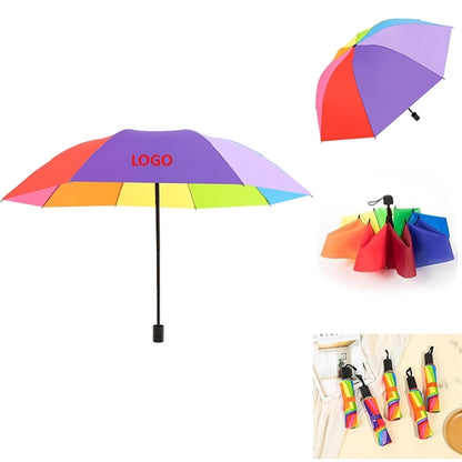 LGBT Folding Rainbow Umbrella 8 Ribs manual-open