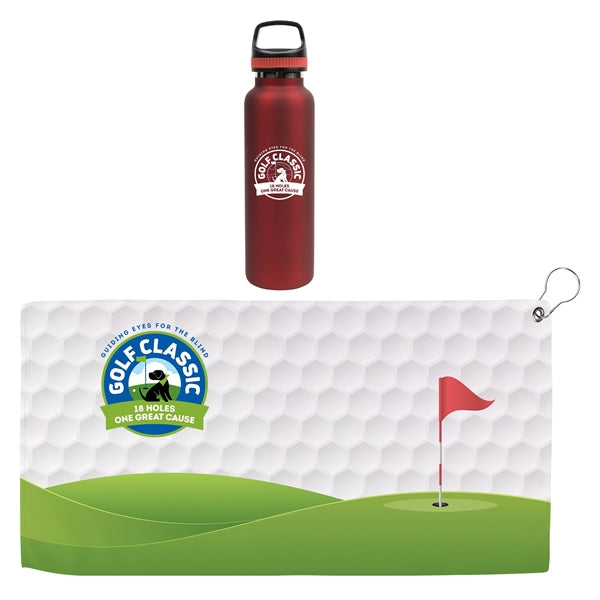 Hole in One Insulated Vacuum Bottle & Golf Towel Gift Set