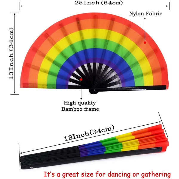 Rainbow Rave Folding Pride Plastic Fan