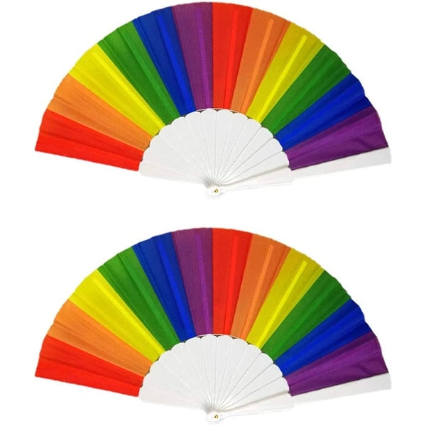Rainbow Rave Folding Pride Plastic Fan