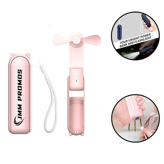 Portable Handheld Fan With Power Bank Flashlight For Indoor