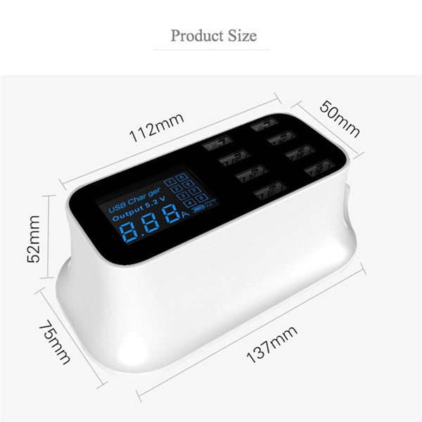 Multiple USB Charger 8-Port Desktop Charging Station Hub