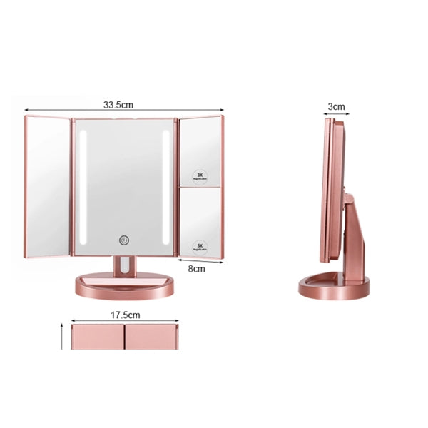 Tri-Fold Lighted Vanity Mirror