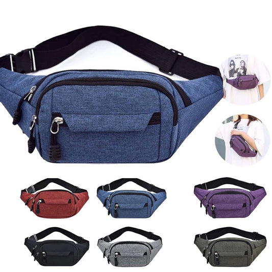 Large Crossbody Fanny Pack Belt Bag With 4-Zipper Pockets