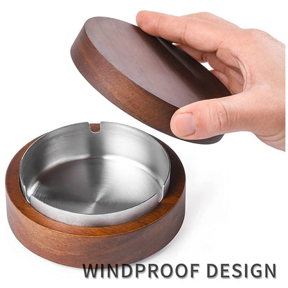 Wooden Ashtray with Lid