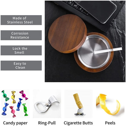Wooden Ashtray with Lid